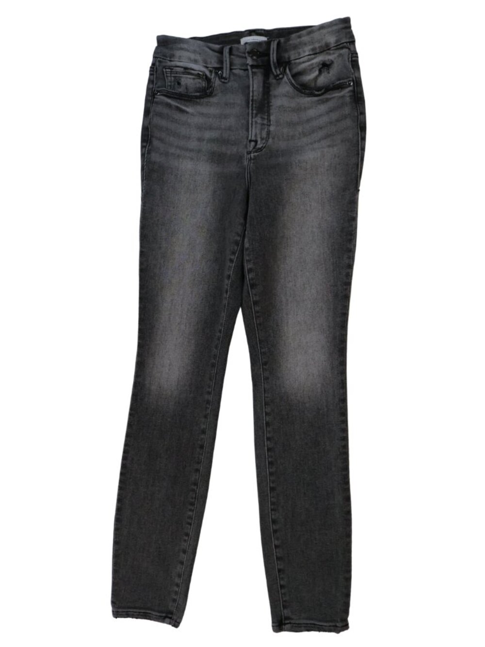 Good American Black Skinny Jeans Size 6 High Rise Stretch Denim Gray Wash
